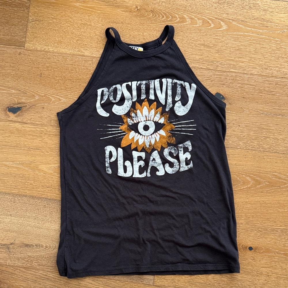 Dazey LA Black Tank Top with Positive Graphic